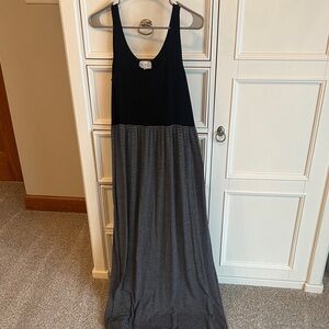 Striped Black and Gray Maxi Dress